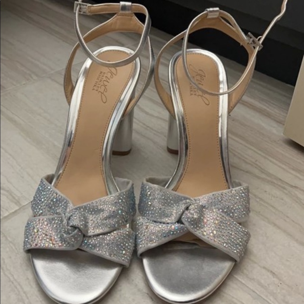Silver crisscross heels